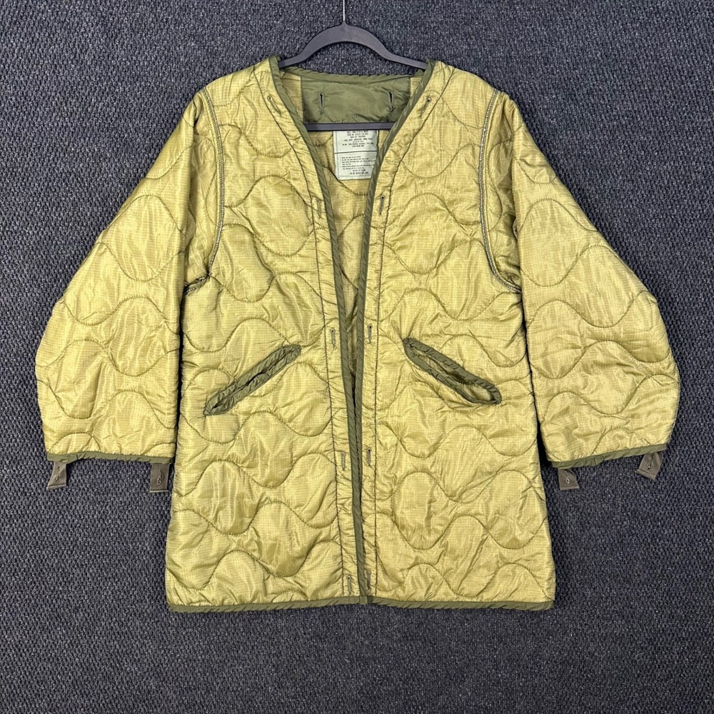 Vintage 1984 US Military Night Camo Parka Liner Quilted Jacket Medium Olive Drab